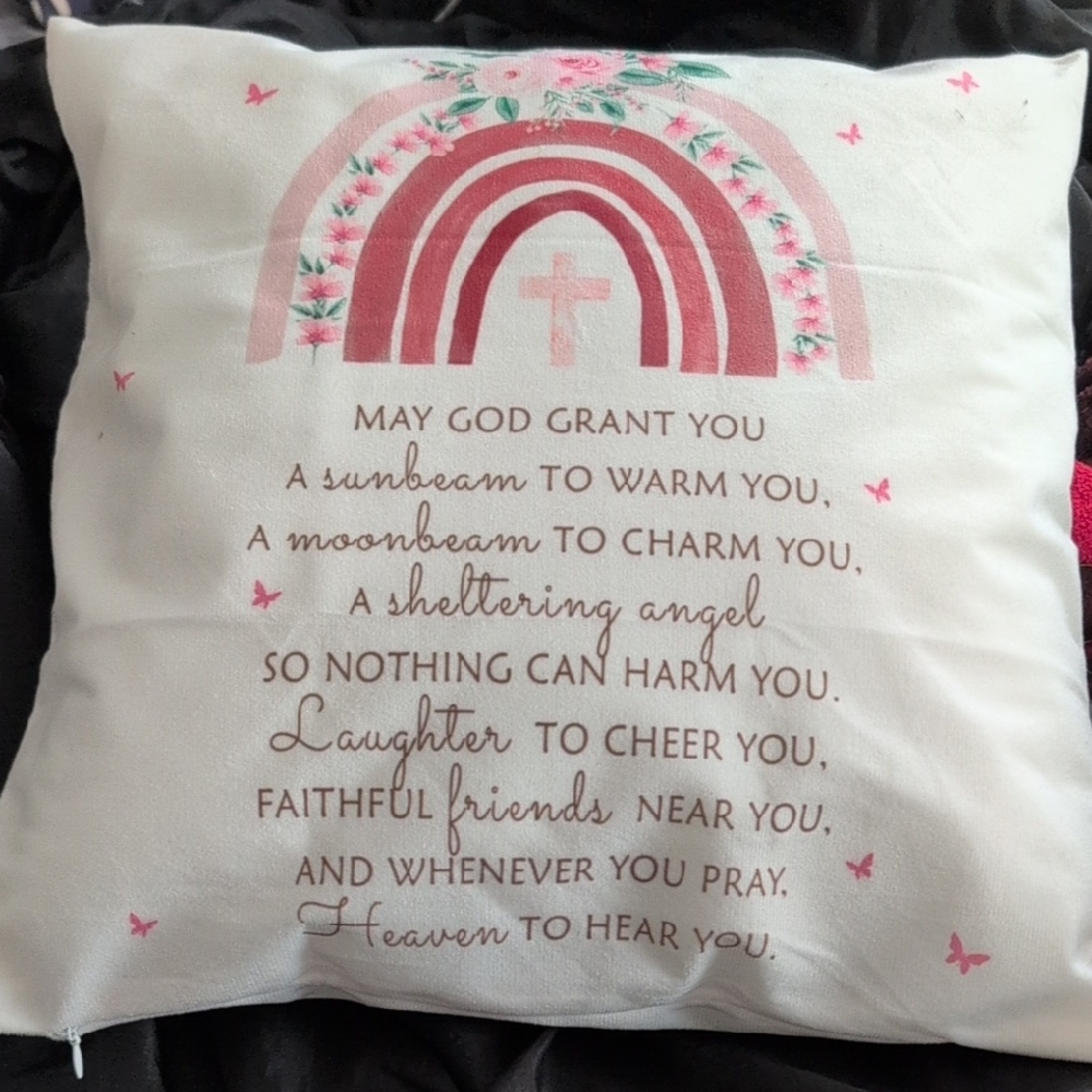 Inspirational Pillow with Rainbow Design